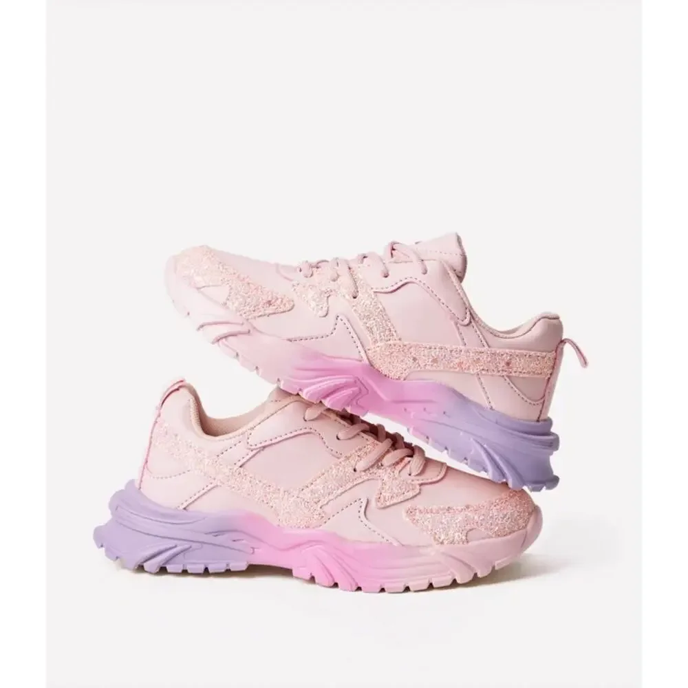 FabKids Pink Ombre Glitter Sneakers Size 10